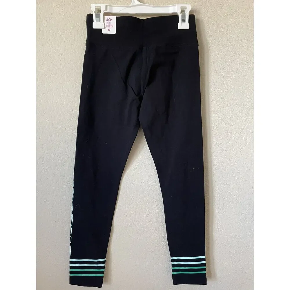 Justice Black Green Ombre Striped High Waist Full Length Leggings Size 10